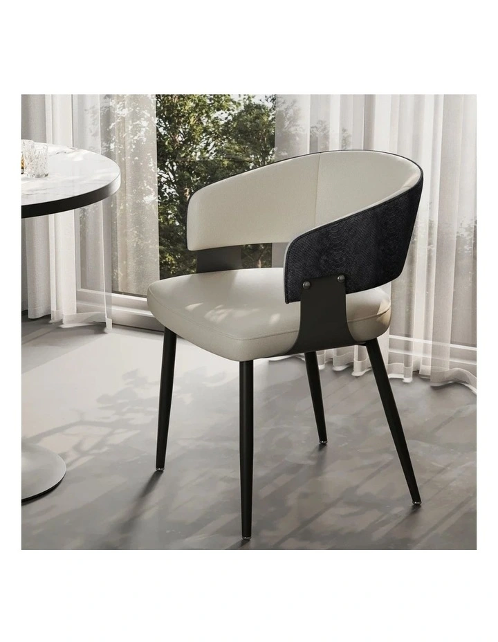 Black Upholstered Dining Chair Crocodile Back Luxury Kitchen Seat Design image 2
