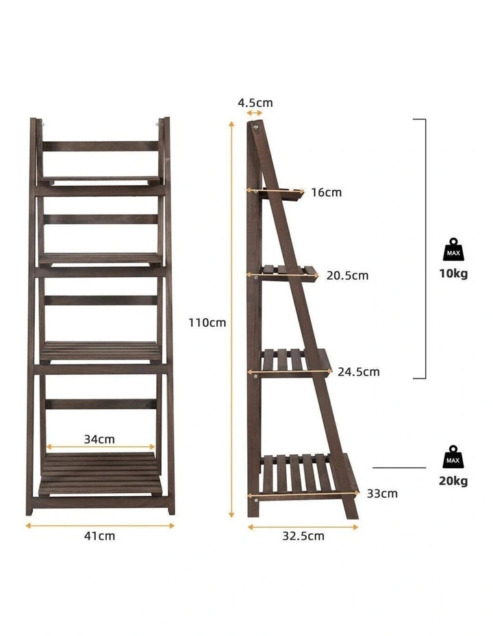 Rustic Wooden Ladder Shelf With Multi Purpose Stand image 2