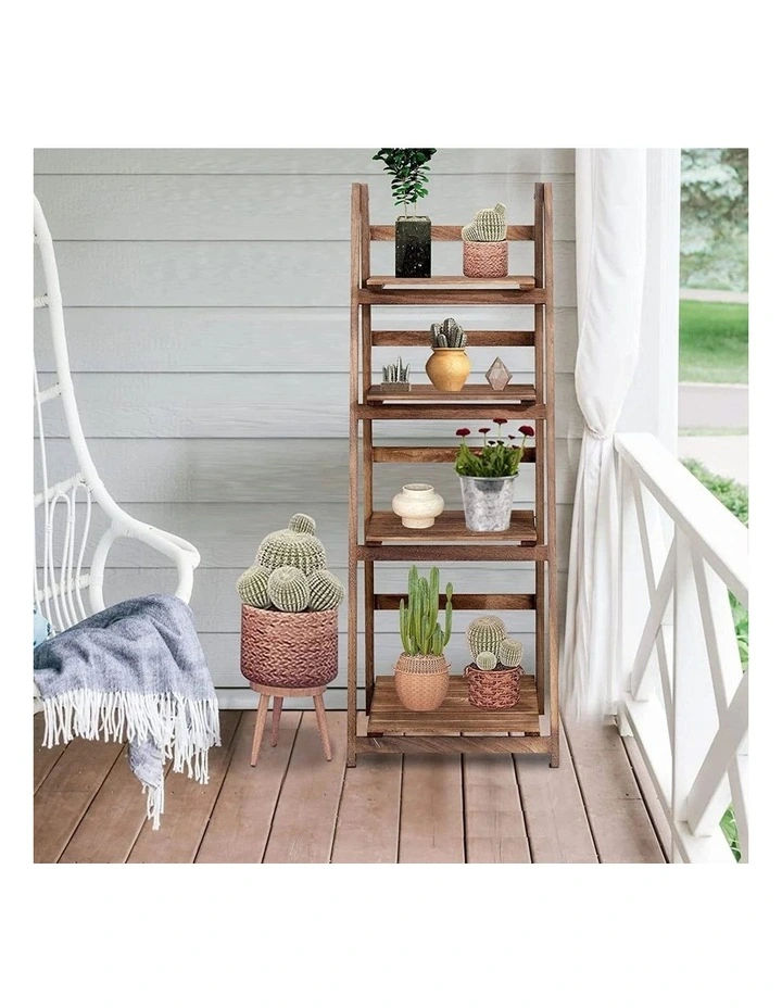 Rustic Wooden Ladder Shelf With Multi Purpose Stand image 5