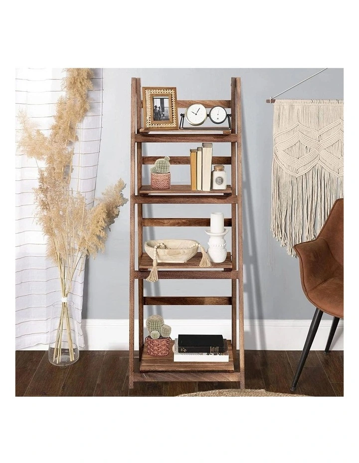 Rustic Wooden Ladder Shelf With Multi Purpose Stand image 6