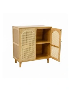Natural Bamboo Sideboard Cabinet With Rattan Doors And Storage For Dining Living Spaces