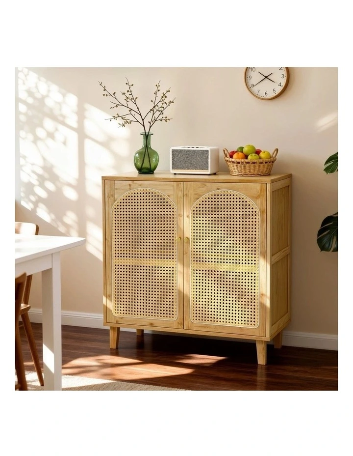 Natural Bamboo Sideboard Cabinet With Rattan Doors And Storage For Dining Living Spaces image 2