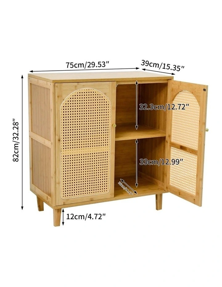 Natural Bamboo Sideboard Cabinet With Rattan Doors And Storage For Dining Living Spaces image 4