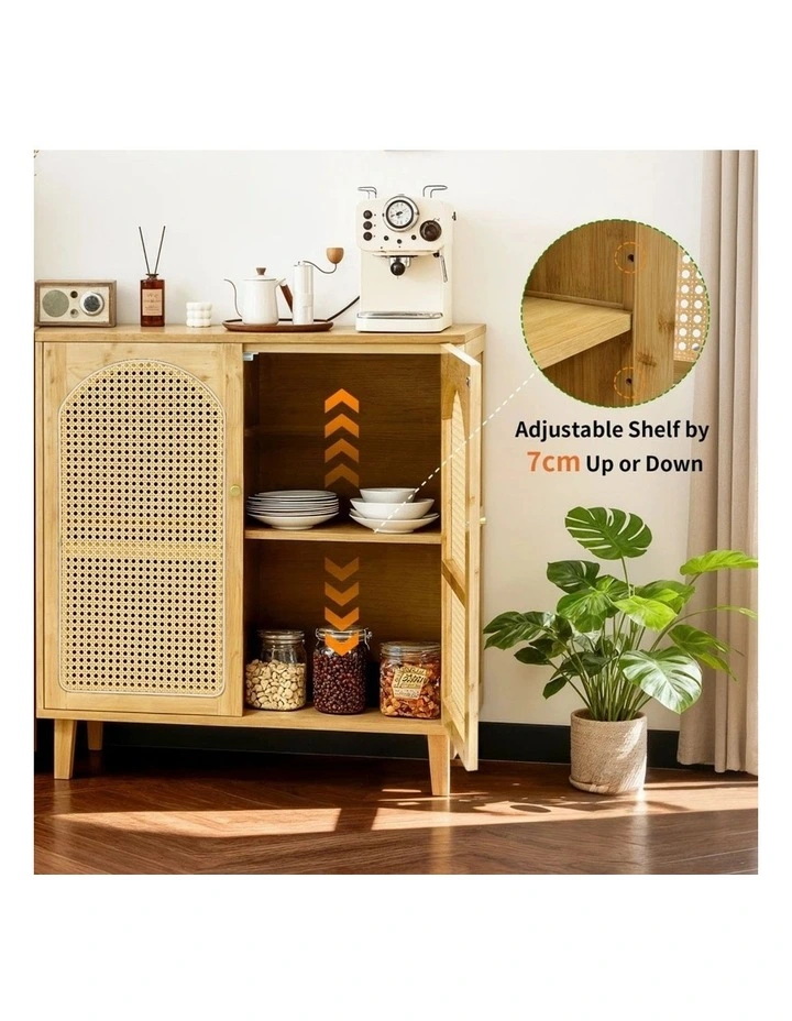 Natural Bamboo Sideboard Cabinet With Rattan Doors And Storage For Dining Living Spaces image 5