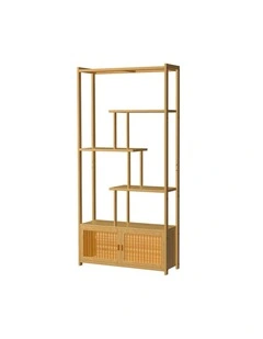 6-Tier Staggered Bookshelf With Storage