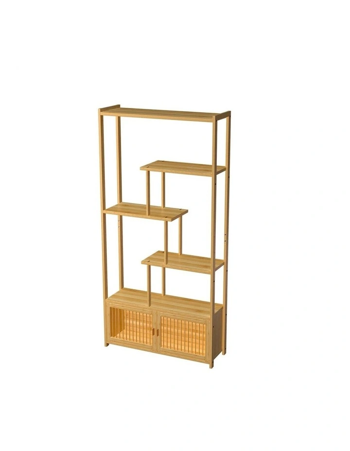 6-Tier Staggered Bookshelf With Storage image 3