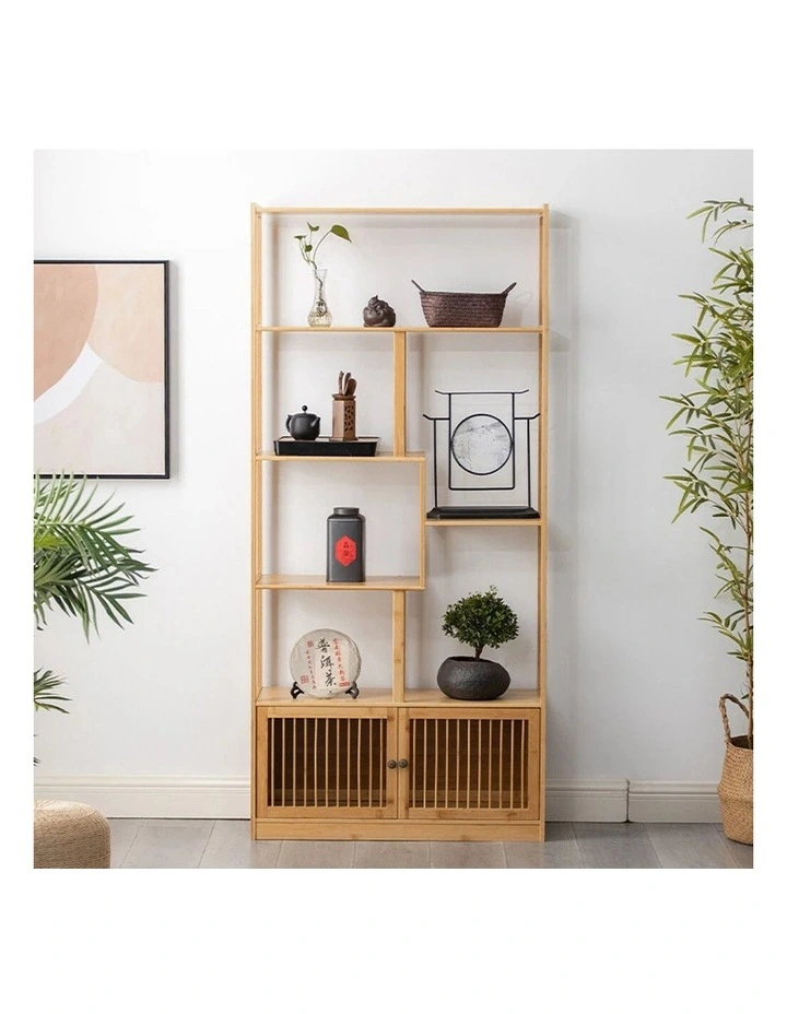 6-Tier Staggered Bookshelf With Storage image 4
