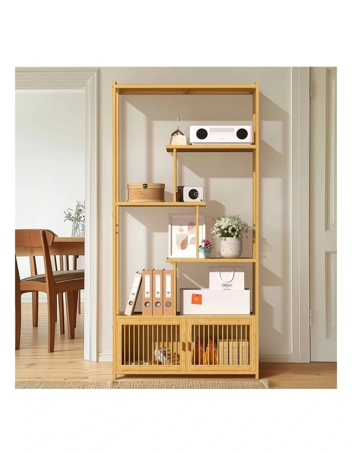 6-Tier Staggered Bookshelf With Storage image 5