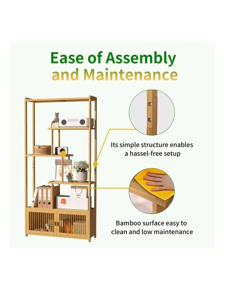 6-Tier Staggered Bookshelf With Storage image 6
