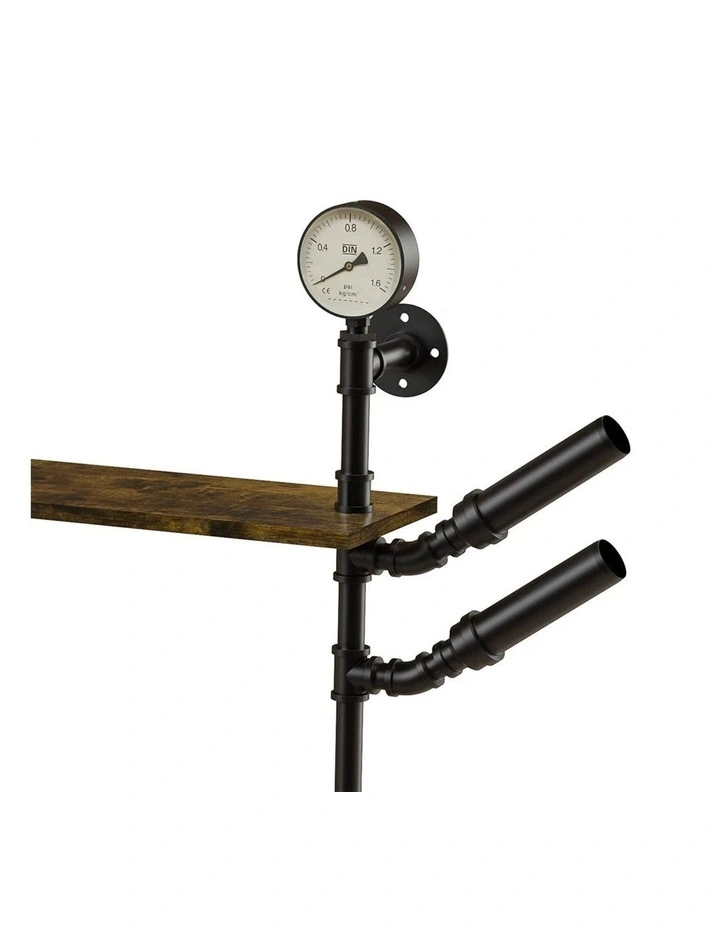 Industrial Pipe Wall Bar Shelf With Wine Glass Holder image 4