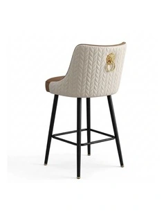 Light Khaki Swivel Bar Stool Upholstered Leather Modern Kitchen Chair
