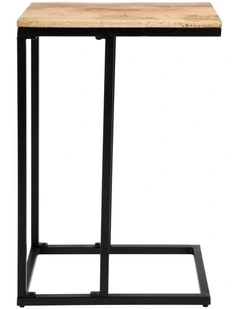 Fab Habitat Bhumi C-Shaped Mango Wood Side Table in Natural