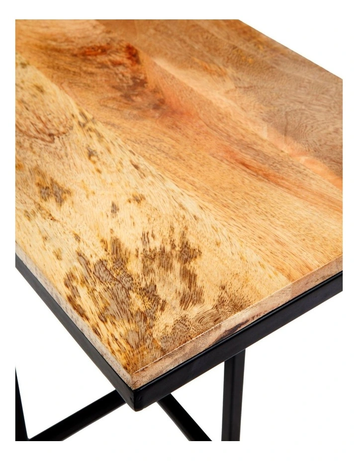 Fab Habitat Bhumi C-Shaped Mango Wood Side Table in Natural image 5