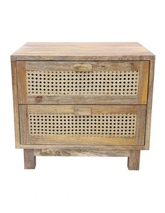 Fab Habitat Byron 2 Drawer Rattan Side Table in Natural
