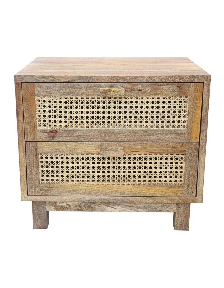 Fab Habitat Byron 2 Drawer Rattan Side Table in Natural image 1