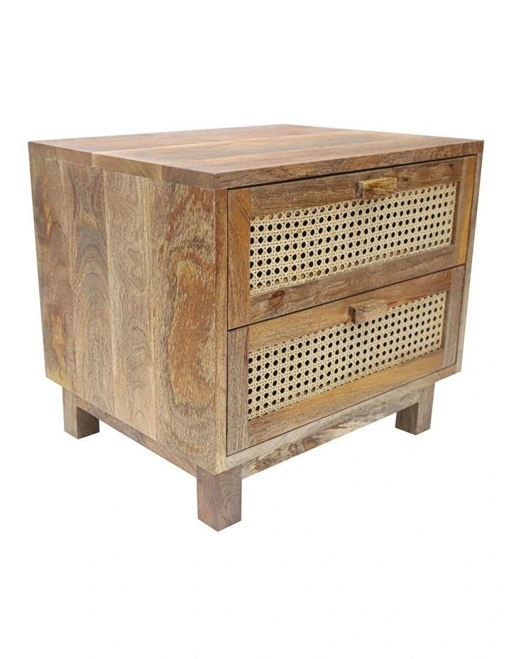 Fab Habitat Byron 2 Drawer Rattan Side Table in Natural image 2