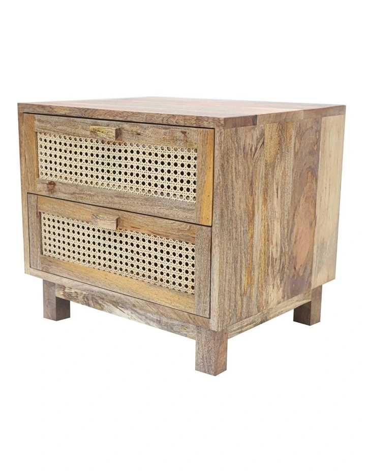 Fab Habitat Byron 2 Drawer Rattan Side Table in Natural image 3