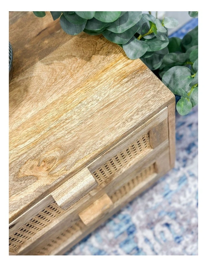 Fab Habitat Byron 2 Drawer Rattan Side Table in Natural image 5