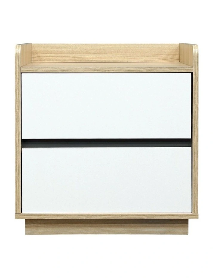 Fab Habitat Raka Bedside Table with 2 Drawers in White and Natural image 1