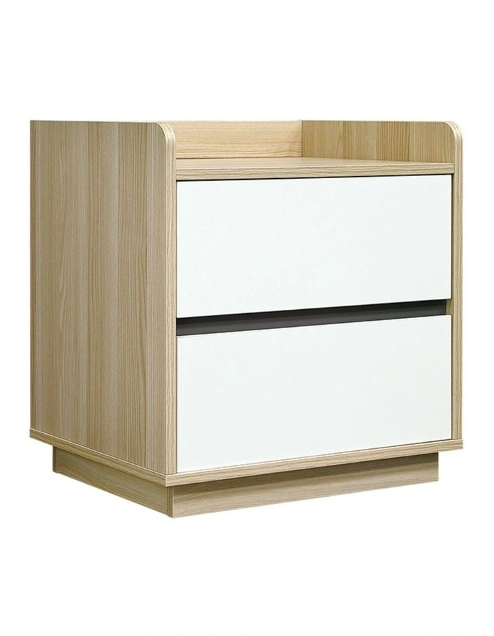 Fab Habitat Raka Bedside Table with 2 Drawers in White and Natural image 2