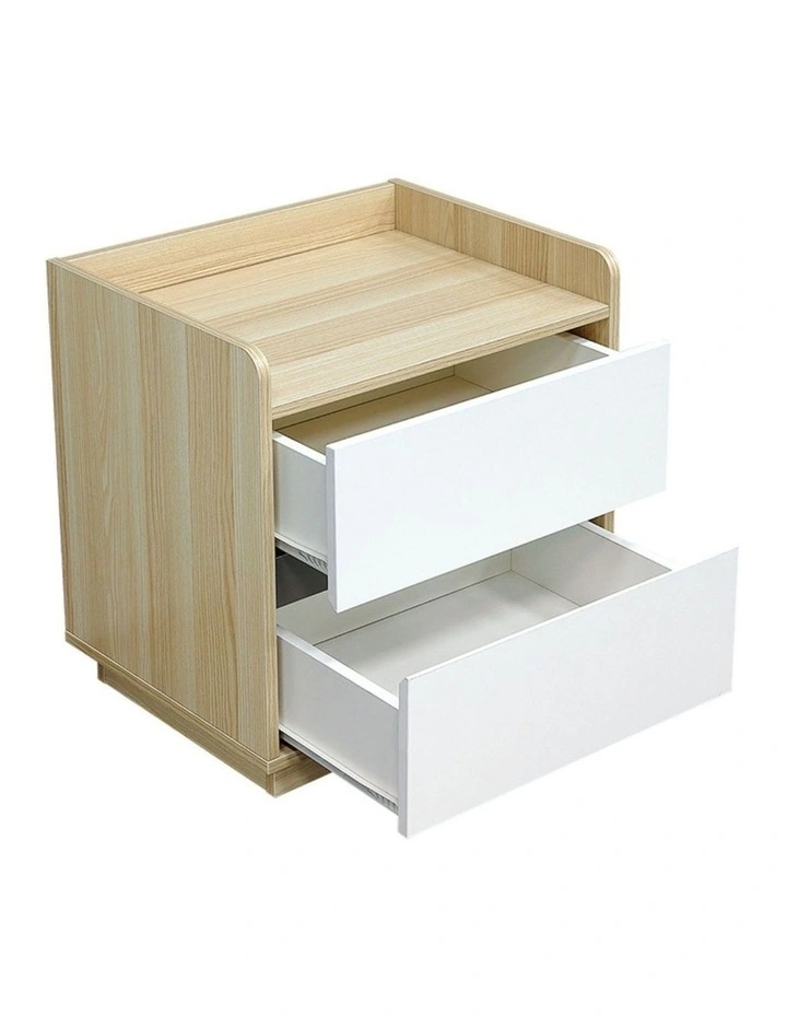 Fab Habitat Raka Bedside Table with 2 Drawers in White and Natural image 3