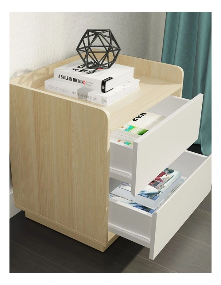Fab Habitat Raka Bedside Table with 2 Drawers in White and Natural image 7