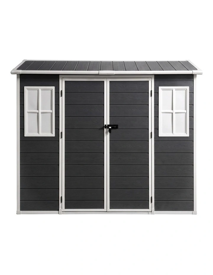Giantz Garden Shed Resin Outdoor Storage Box 2.44x1.31M Tool Shed Backyard Black image 3