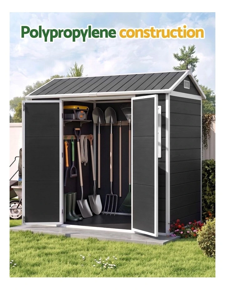 Giantz Garden Shed Resin Outdoor Storage Box 2.44x1.31M Tool Shed Backyard Black image 4