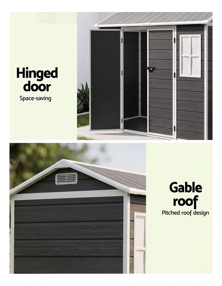 Giantz Garden Shed Resin Outdoor Storage Box 2.44x1.31M Tool Shed Backyard Black image 5