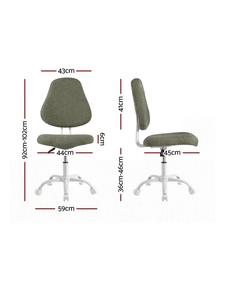 Artiss Armless Office Chair Ergonomic Soft Fleece Height Adjustable Vanity Desk Chair Green image 2