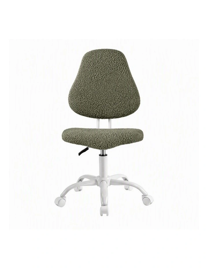Artiss Armless Office Chair Ergonomic Soft Fleece Height Adjustable Vanity Desk Chair Green image 3
