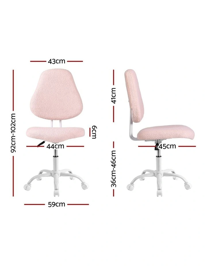 Artiss Armless Office Chair Ergonomic Soft Fleece Height Adjustable Vanity Desk Chair Pink image 2
