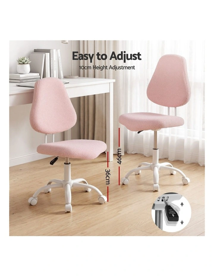 Artiss Armless Office Chair Ergonomic Soft Fleece Height Adjustable Vanity Desk Chair Pink image 5