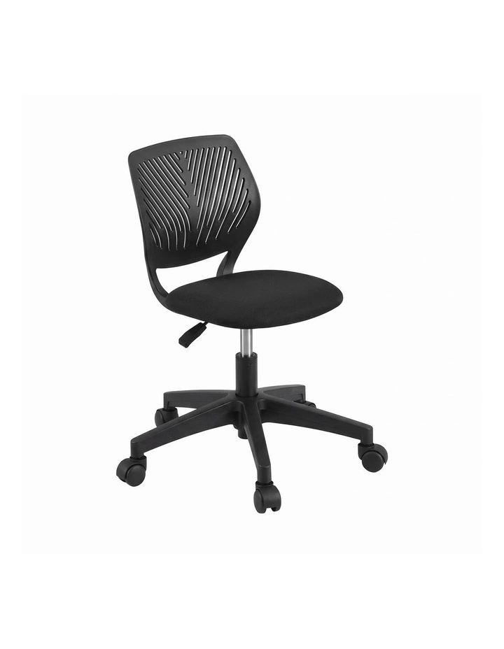 Artiss Ergonomic Office Chair Armless Study Chair Height Adjustable for Girls Boys Teens Black image 1