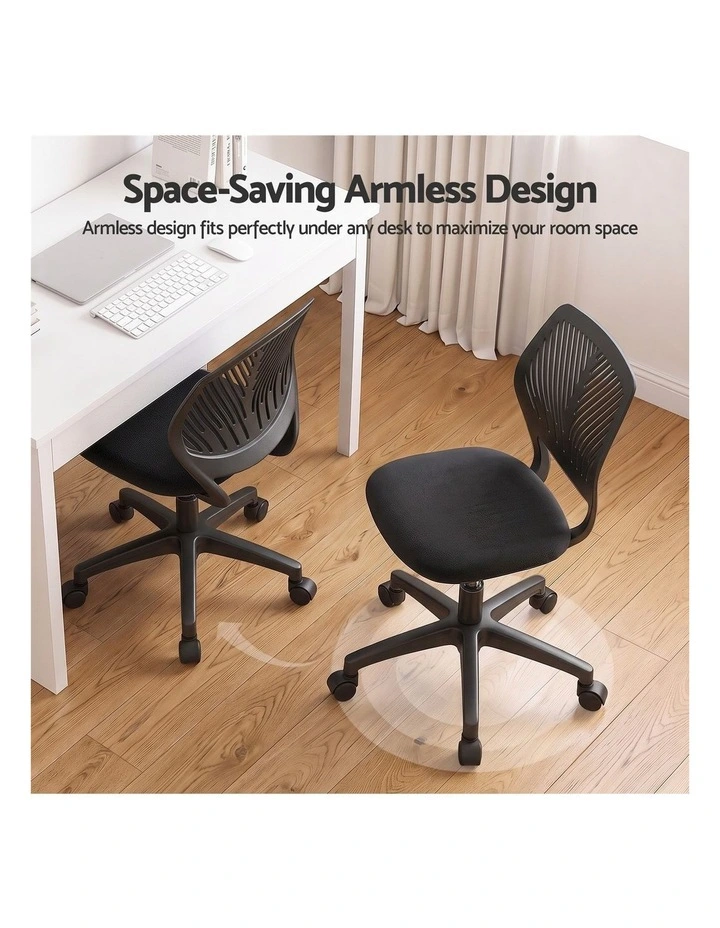 Artiss Ergonomic Office Chair Armless Study Chair Height Adjustable for Girls Boys Teens Black image 4