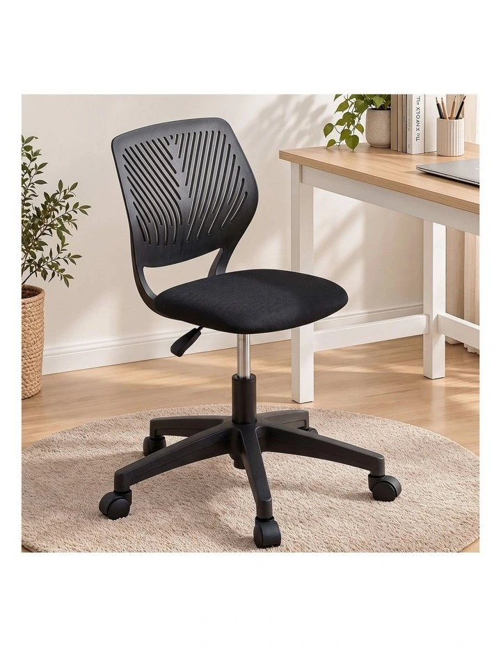 Artiss Ergonomic Office Chair Armless Study Chair Height Adjustable for Girls Boys Teens Black image 6