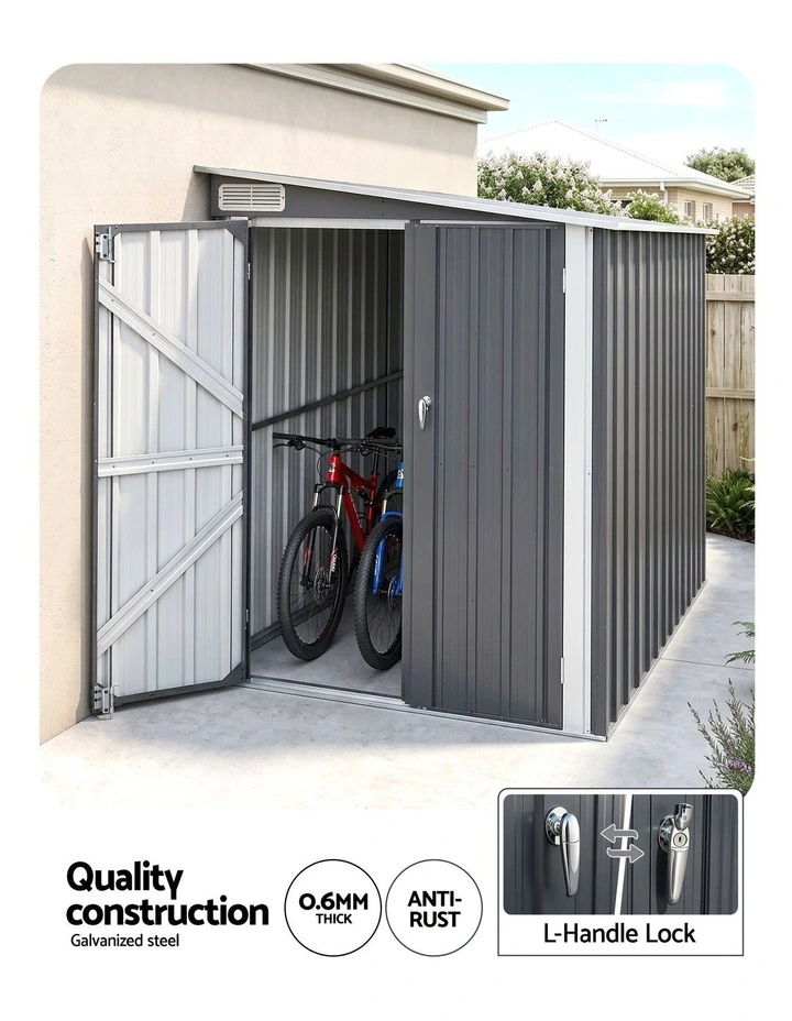 Giantz Garden Shed 118x238cm Lean To Bike Shelter Backyard Outdoor Storage image 4