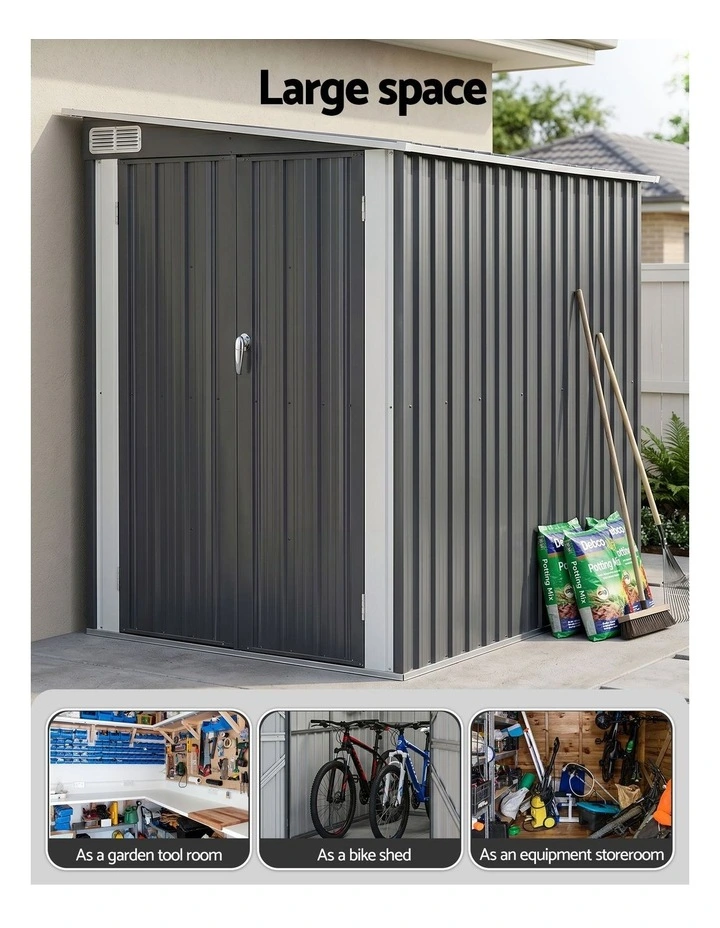 Giantz Garden Shed 118x238cm Lean To Bike Shelter Backyard Outdoor Storage image 5