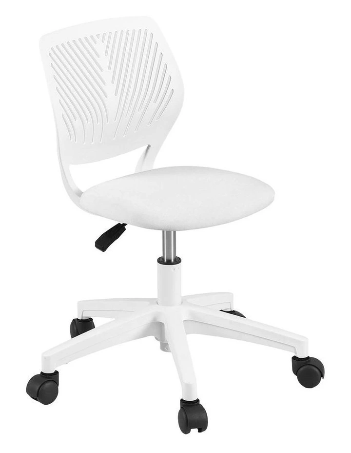 Artiss Ergonomic Office Chair Armless Study Chair Height Adjustable for Girls Boys Teens White image 1