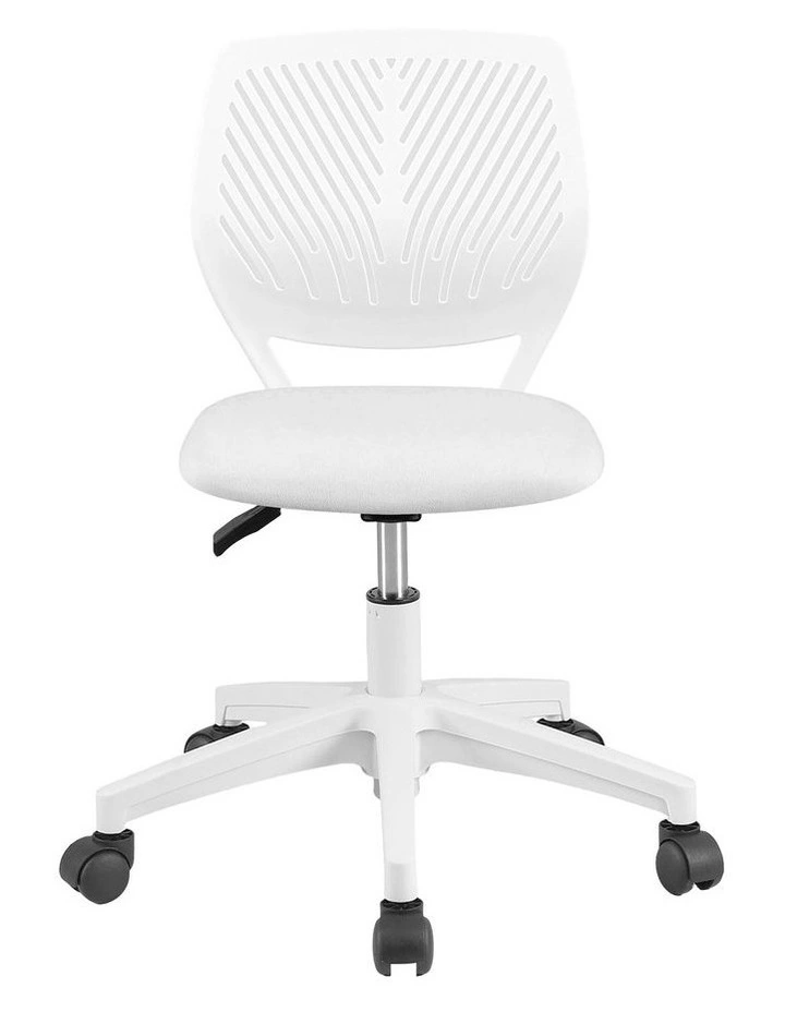 Artiss Ergonomic Office Chair Armless Study Chair Height Adjustable for Girls Boys Teens White image 3