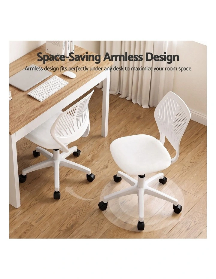 Artiss Ergonomic Office Chair Armless Study Chair Height Adjustable for Girls Boys Teens White image 4