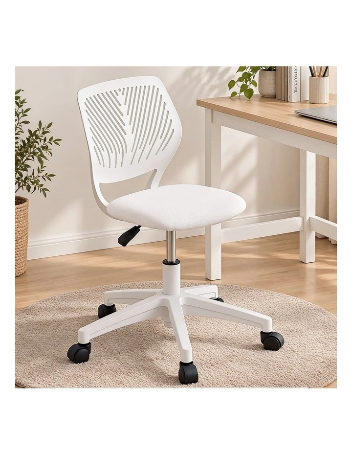 Artiss Ergonomic Office Chair Armless Study Chair Height Adjustable for Girls Boys Teens White image 6