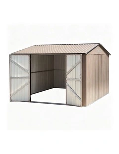 Giantz 3X3M Garden Shed Outdoor Storage Backyard Tool Shed Galvanized Steel Brown