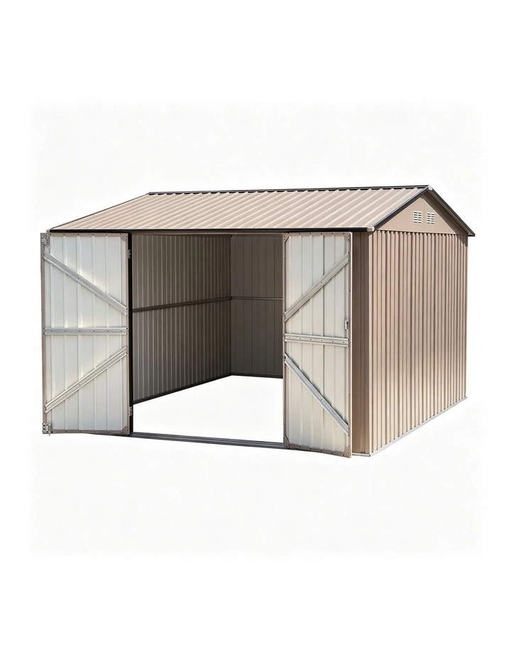 Giantz 3X3M Garden Shed Outdoor Storage Backyard Tool Shed Galvanized Steel Brown image 1