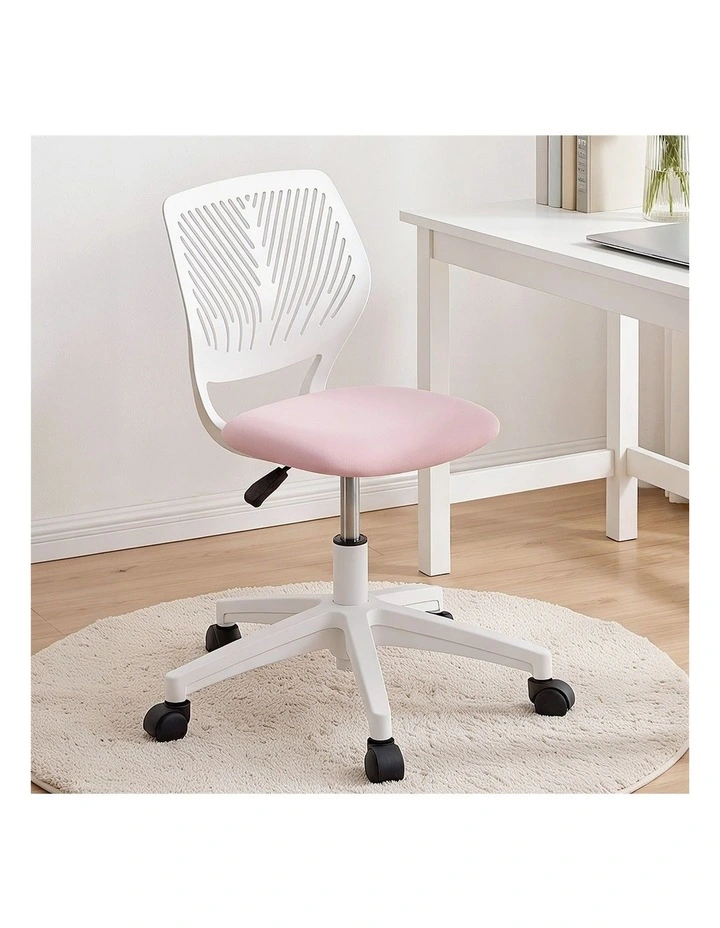 Artiss Ergonomic Office Chair Armless Study Chair Height Adjustable for Girls Boys Teens Pink image 6