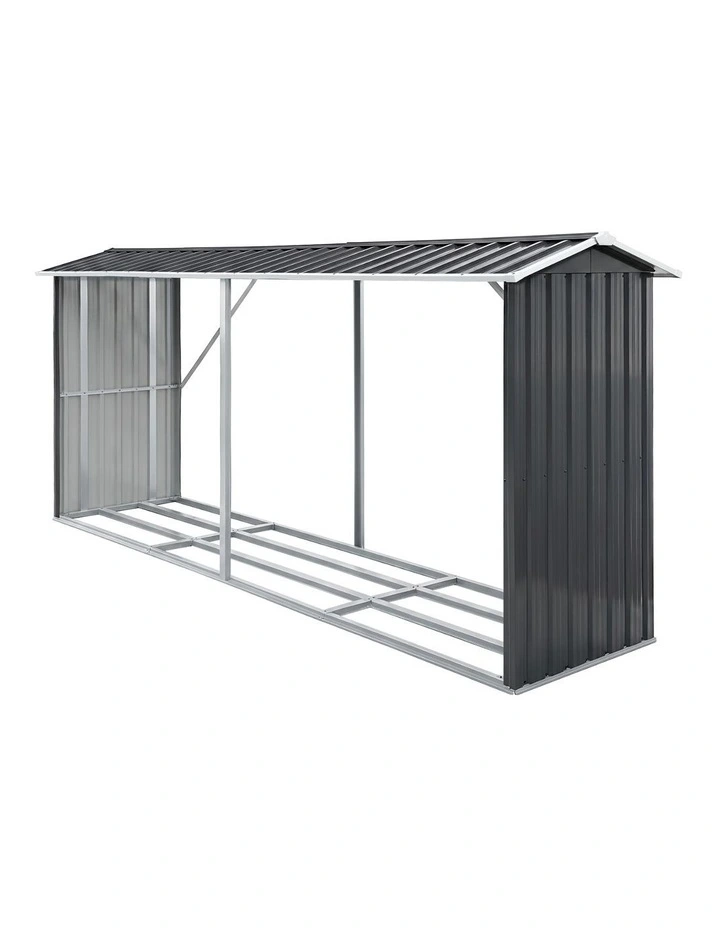 Giantz Firewood Storage Shed 334.5CM x 92CM Outdoor Log Rack Galvanised Steel Wood Holder image 1