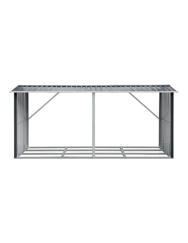 Giantz Firewood Storage Shed 334.5CM x 92CM Outdoor Log Rack Galvanised Steel Wood Holder image 3