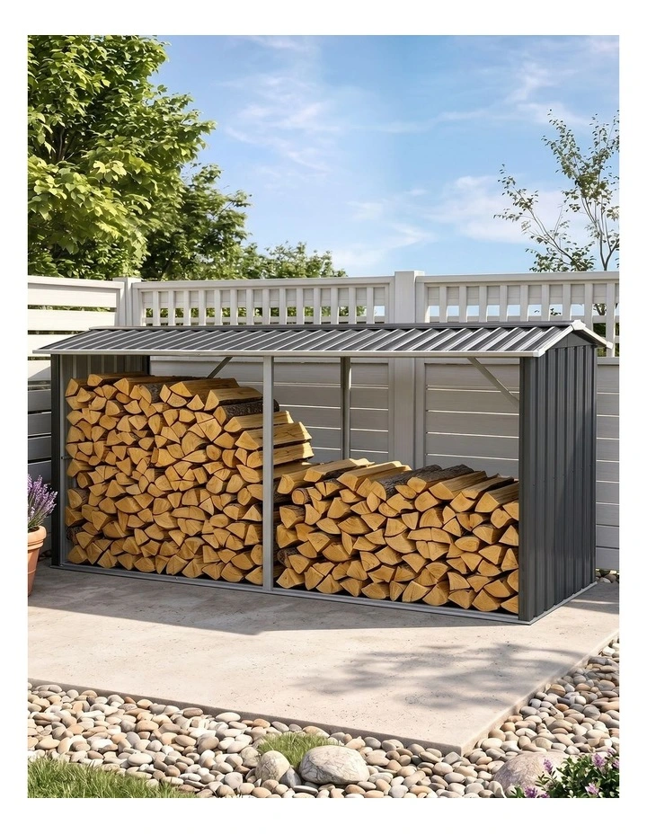 Giantz Firewood Storage Shed 334.5CM x 92CM Outdoor Log Rack Galvanised Steel Wood Holder image 6