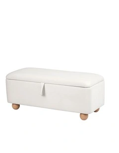 Artiss Storage Ottoman Hidden Bench Velvet Blanket Box Beige 97cm