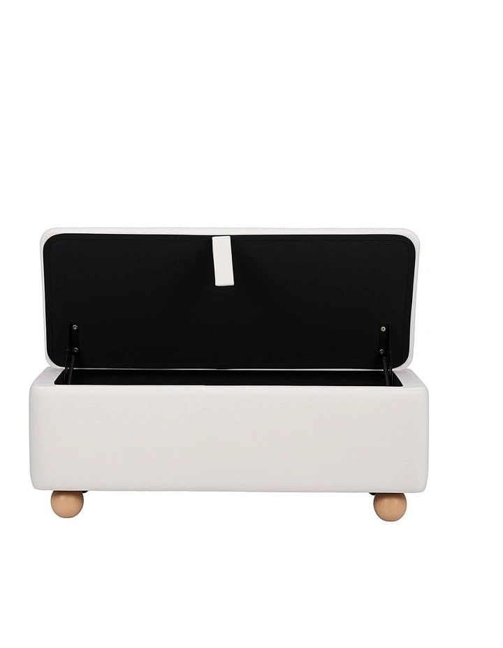 Artiss Storage Ottoman Hidden Bench Velvet Blanket Box Beige 97cm image 3
